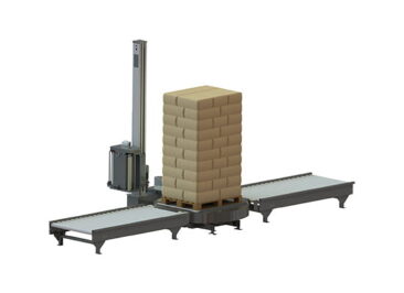 Render van plateau-wikkelmachine met rollenbaan