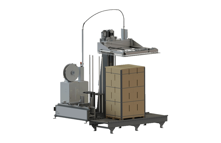 Render Protective corner applicator and strapping machine